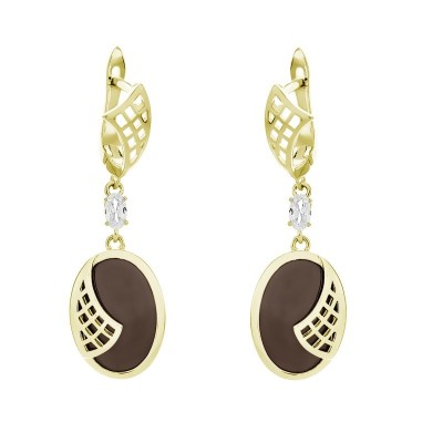Серьги серебряные с керамикой и куб. цирконием «Lemon Ceramic Grace» Fresh Jewelry (арт.TC-E01119-BR-L-W-X-X)