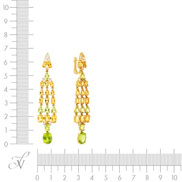 Серьги из золота с бриллиантом и празиолитом (Арт.er-33764_ct_ga_pd_yg)