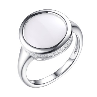 Кольцо с керамикой и фианитами «Белый Облако» Fresh Jewelry (арт.TC-R01170-W-W-X-X-W)