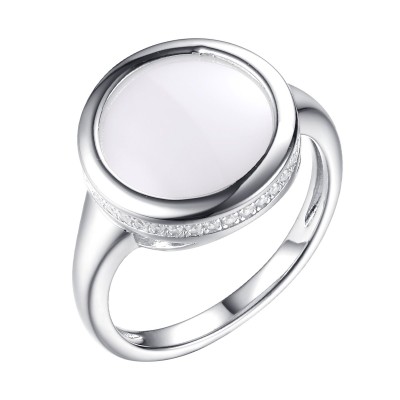Кольцо с керамикой и фианитами «Белый Облако» Fresh Jewelry (арт.TC-R01170-W-W-X-X-W)