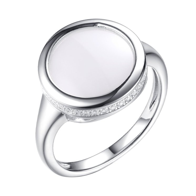Кольцо из серебра с керамикой и фианитом (Арт.tc-r01170-w-w-x-x-w)