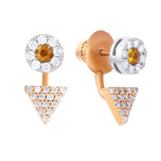Серьги золото с бриллиантами и сапфирами «Огненный Треугольник» MyJewels (арт.MJ-2254E_DN_SA_PINK_WG_SR_DN_OS_VR)