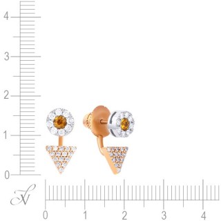 Серьги золото с бриллиантами и сапфирами «Огненный Треугольник» MyJewels (арт.MJ-2254E_DN_SA_PINK_WG_SR_DN_OS_VR)