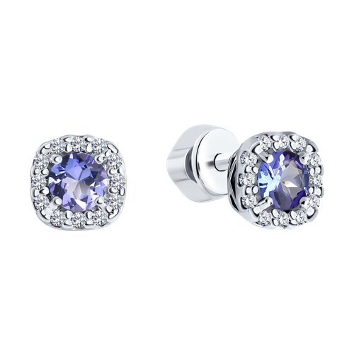 Серьги из серебра с танзанитами и фианитами (Арт.92022801)