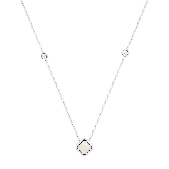 Ожерелье из серебра с жемчугом и фианитом (Арт.tc-n02156-x-w-pn-x-x)