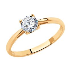 Кольцо из золочёного серебра с фианитом (Арт.93010904)