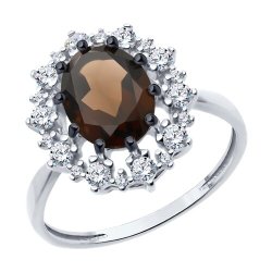 Кольцо из серебра с раухтопазом и фианитами (Арт.94-310-02042-4)