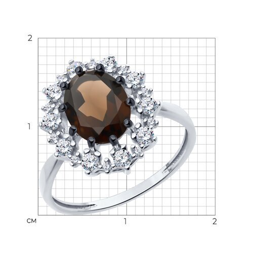 Кольцо из серебра с раухтопазом и фианитами (Арт.94-310-02042-4)