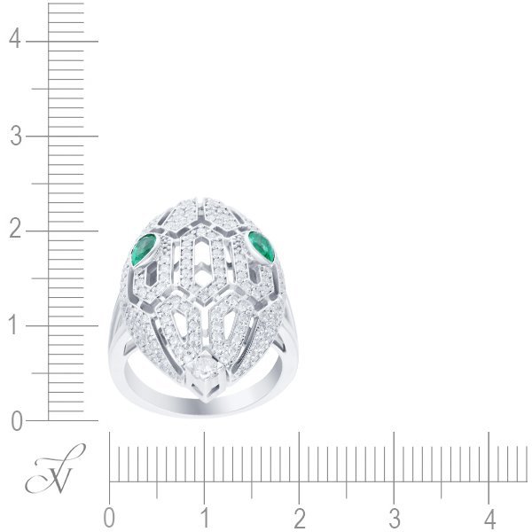 Кольцо из белого золота с бриллиантом и изумрудом (Арт.sr24_wgdwem_ko_em_wg)