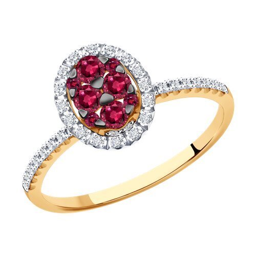 Кольцо из золота с бриллиантами и рубинами (Арт.4010689)