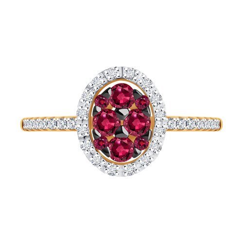 Кольцо из золота с бриллиантами и рубинами (Арт.4010689)