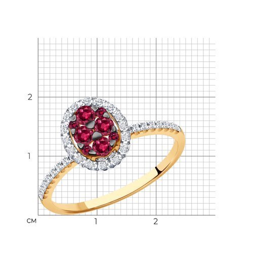 Кольцо из золота с бриллиантами и рубинами (Арт.4010689)
