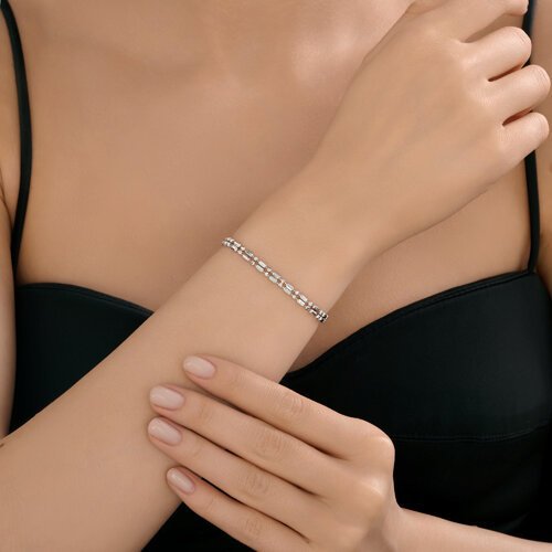 Браслет из серебра без вставок «Двойная россыпь» Соколов (арт.9405)