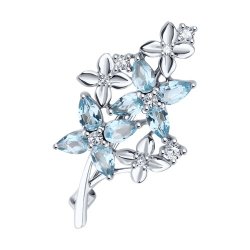 Брошь из серебра с топазами и фианитами (Арт.94-340-02061-1)