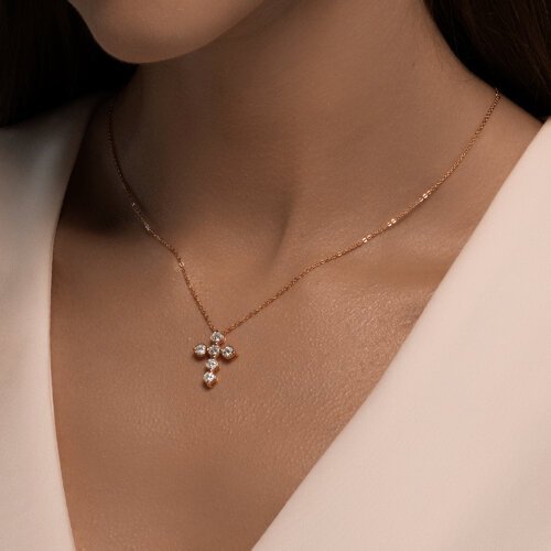 Колье из золота с бриллиантом выращенным и рубином (Арт.51-270-02530-1)