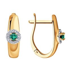 Серьги из золота с бриллиантами и изумрудами (Арт.51-220-00826-2)