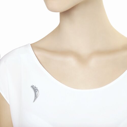 Брошь из серебра с фианитами (Арт.94-140-00669-1)