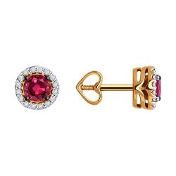 Серьги из золота с бриллиантами и рубинами (Арт.51-222-01772-6)