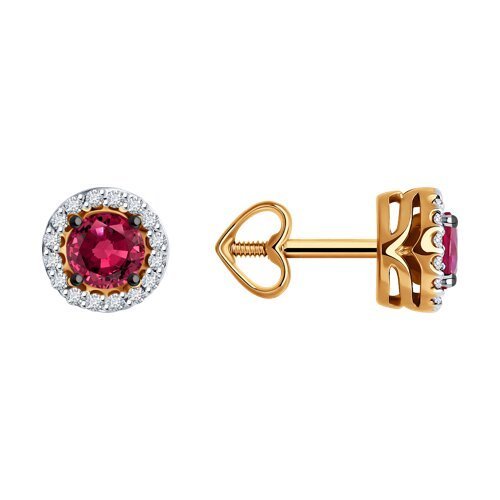 Серьги из золота с бриллиантами и рубинами (Арт.51-222-01772-6)