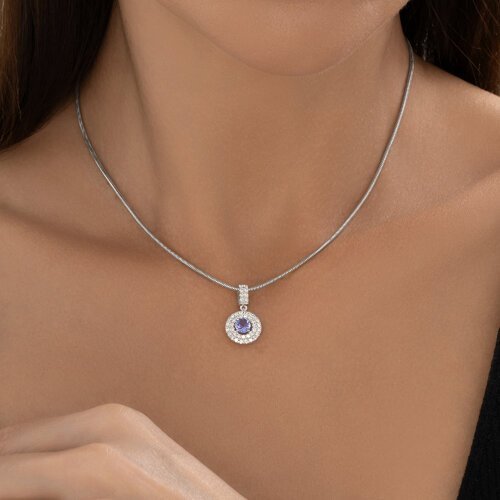 Подвеска из белого золота с бриллиантами и танзанитом (Арт.52-230-02771-2)