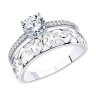 Серебряное кольцо с фианитами и белой эмалью (Арт.94011140)