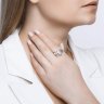 Серебряное кольцо с фианитами и белой эмалью (Арт.94011140)
