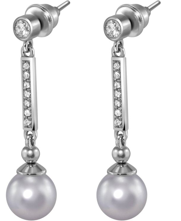 Серьги из серебра с жемчугом и кристаллом swarovski (Арт.aas-6-a-8-17-s)
