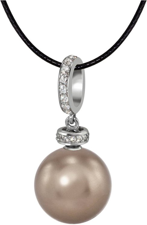 Кулон из серебра с жемчугом и кристаллом swarovski (Арт.abp-2-12-9-s)
