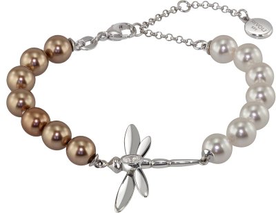 Браслет из серебра с жемчугом и куб. цирконием (Арт.b24-df28-s-9-1)