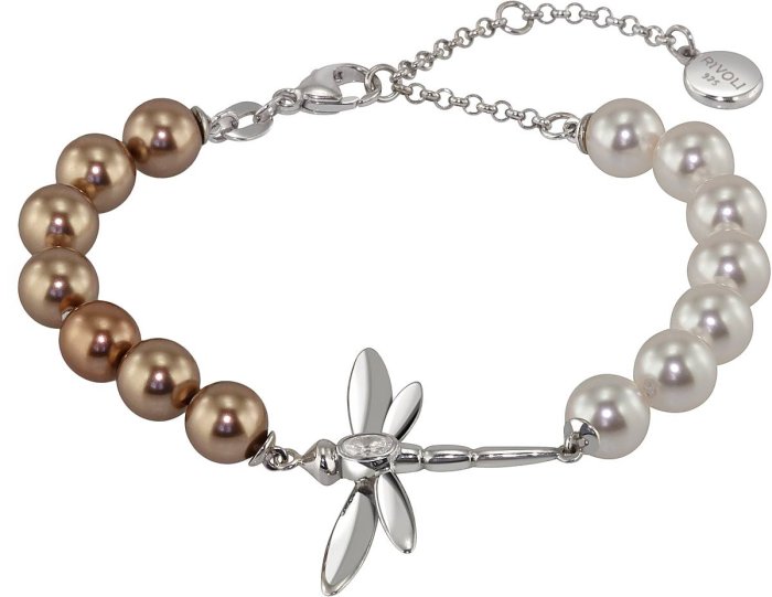 Браслет из серебра с жемчугом и куб. цирконием (Арт.b24-df28-s-9-1)