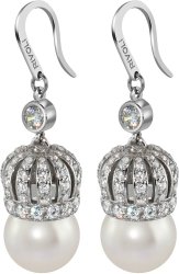 Серьги из серебра с жемчугом и кристаллом swarovski Русские Самоцветы (Арт.cqs-2-10-1-s)