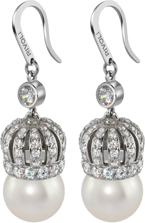Серьги из серебра с жемчугом и кристаллом swarovski (Арт.cqs-2-10-1-s)