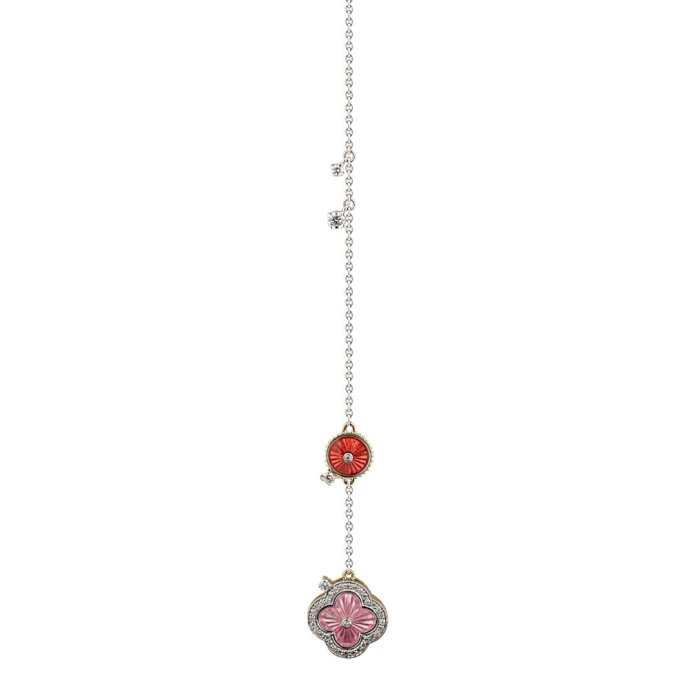 Ожерелье из золота с бриллиантом и изумрудом Русские Самоцветы (Арт.38182)