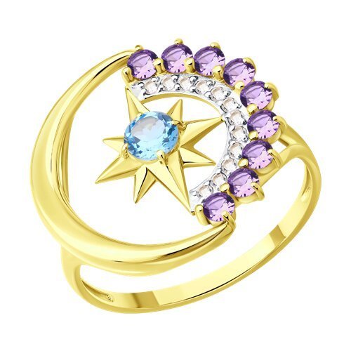 Кольцо золотое пробы 585 с миксом камней (Арт.717279-2)