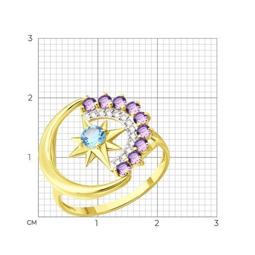 Кольцо золотое пробы 585 с миксом камней (Арт.717279-2)