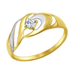 Кольцо из желтого золота с фианитом (Арт.017256-2)