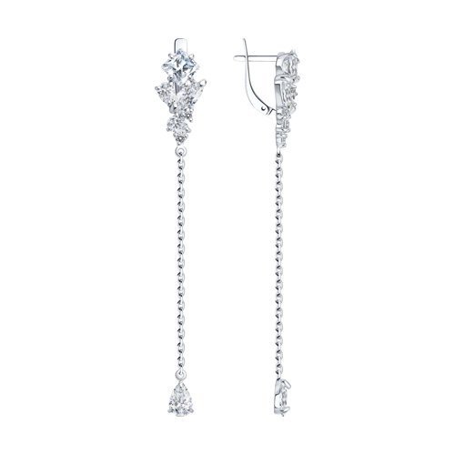 Серьги из серебра с фианитами (Арт.94022732)