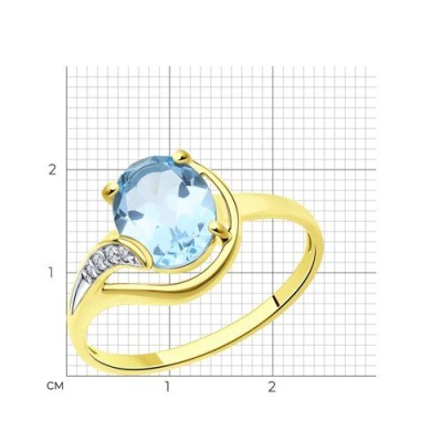 Кольцо золото 585 с топазом «Небесная Волна» Соколов (арт.53-310-01561-2)
