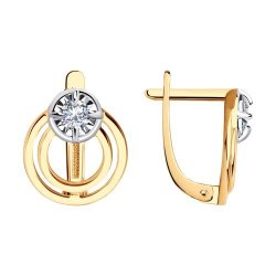 Серьги из комбинированного золота с фианитами (Арт.029425)