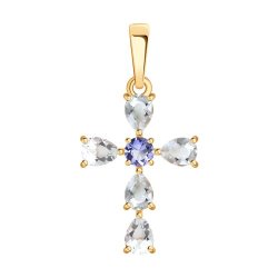 Подвеска золотая пробы 585 с миксом камней (Арт.732964)
