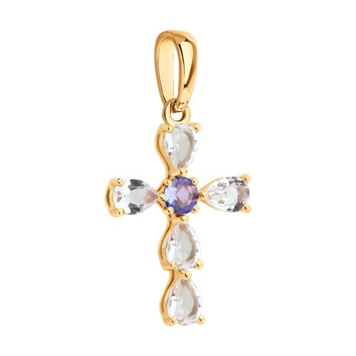 Подвеска золотая пробы 585 с миксом камней (Арт.732964)