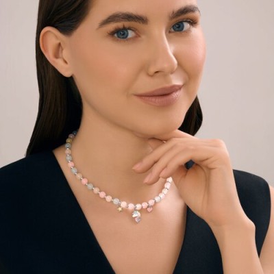 Колье из серебра 925 с кварцем, фианитами и эмалью «Микс единорожки» Соколов (арт.83070066)