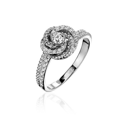 Кольцо из белого золота с бриллиантом «Вихрь Elegance» ESTET (арт.01К6213552)