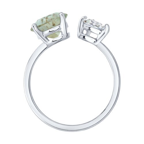 Кольцо серебряное с празиолитом и фианитом «Нежный Дуэт» Соколов (арт.92014719)