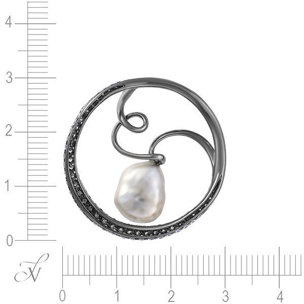 Кулон из золота с бриллиантом и жемчугом (Арт.456729_bwp_blk)