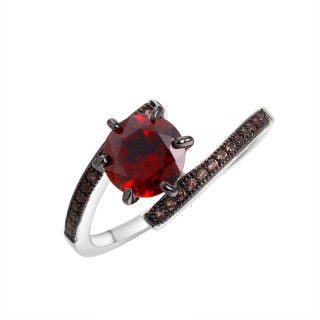 Кольцо с гранатом «Spring Flame» серебро 925 Fresh Jewelry (арт.MP-R00013-X-WB-PG-X-BR)
