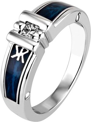 Кольцо из белого золота с бриллиантом и эмалью (Арт.5223plbkg)