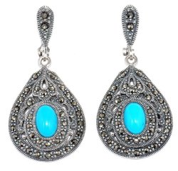 Серьги Серебряные крылья (Арт.220009-39-194_biryuzapr_markazit)