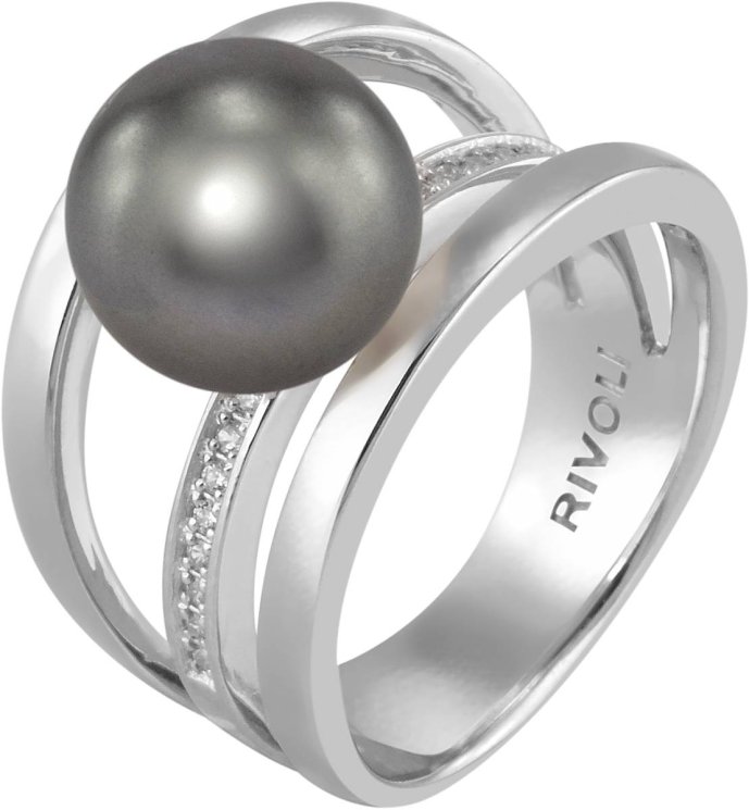 Кольцо из серебра с жемчугом и кристаллом swarovski (Арт.ahr-1-10-31-s)