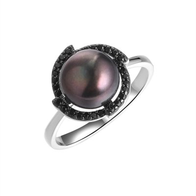 Кольцо из серебра с жемчугом и шпинелью (Арт.pi-r02599-x-wb-pnb-x-b)